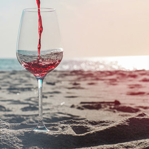 Wine glass on the beach