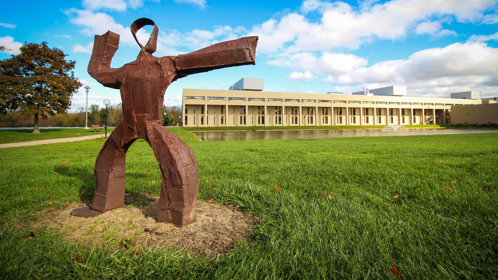 Statue outside LMC Benton Harbor campus building