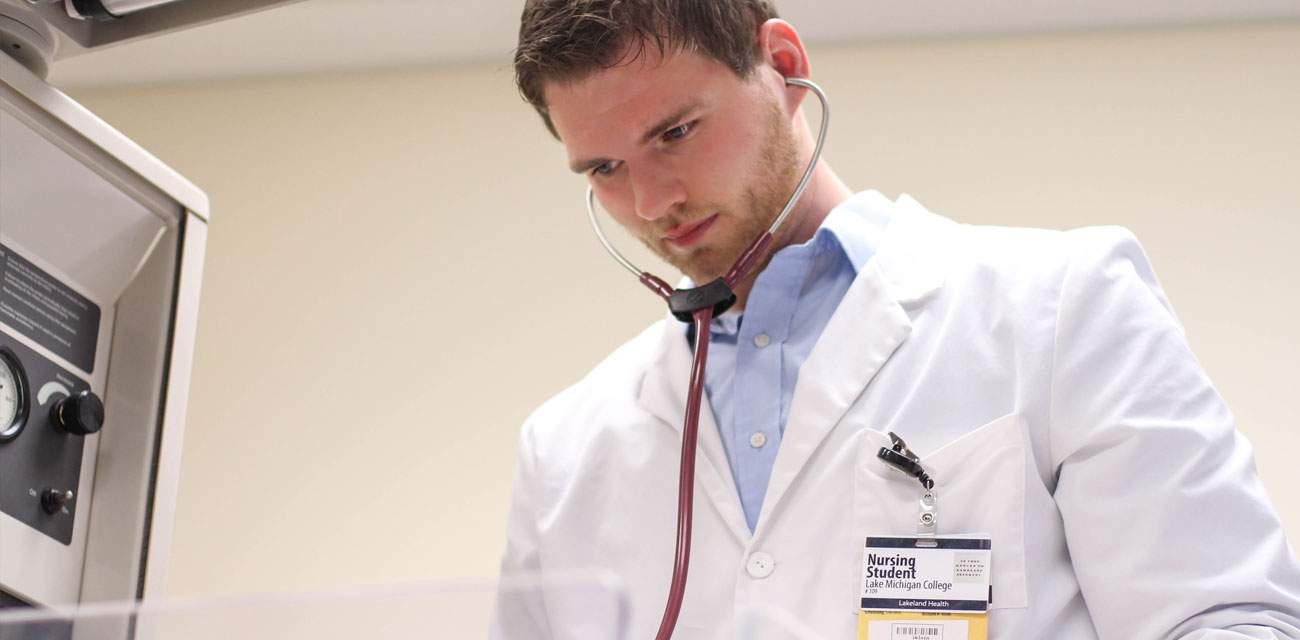 Nursing student in the sim lab