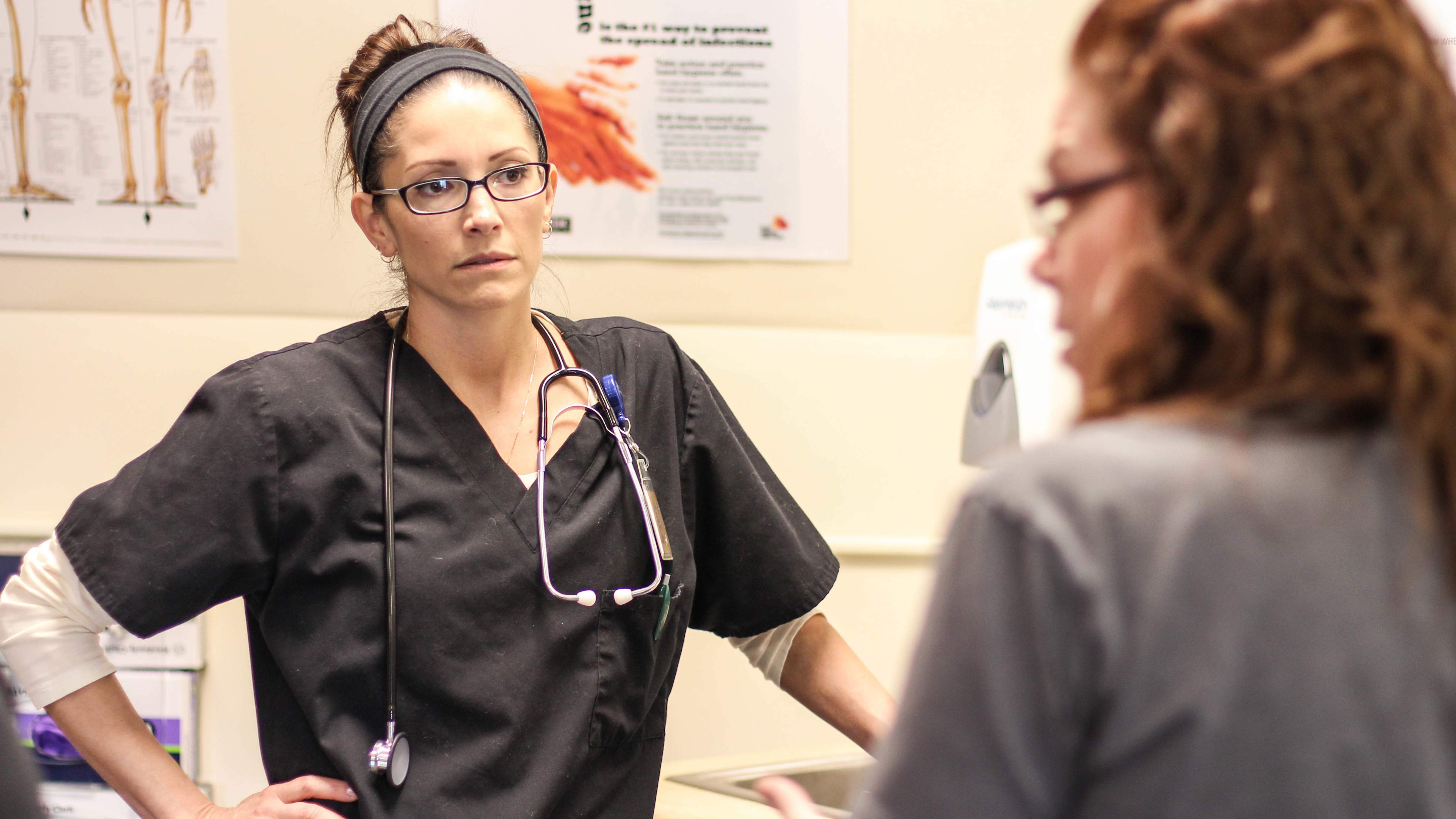 Medical assisting student during a lab