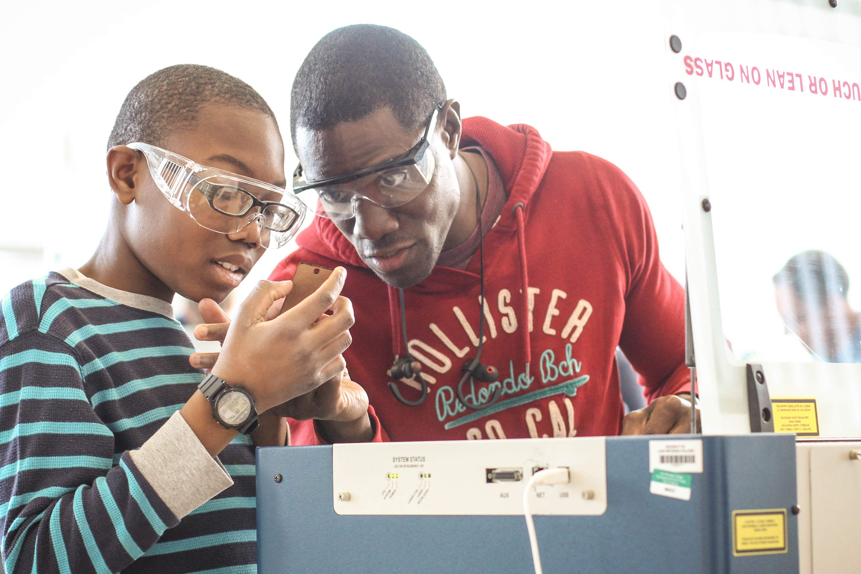 Father and Son working together at the LMC Fab Lab