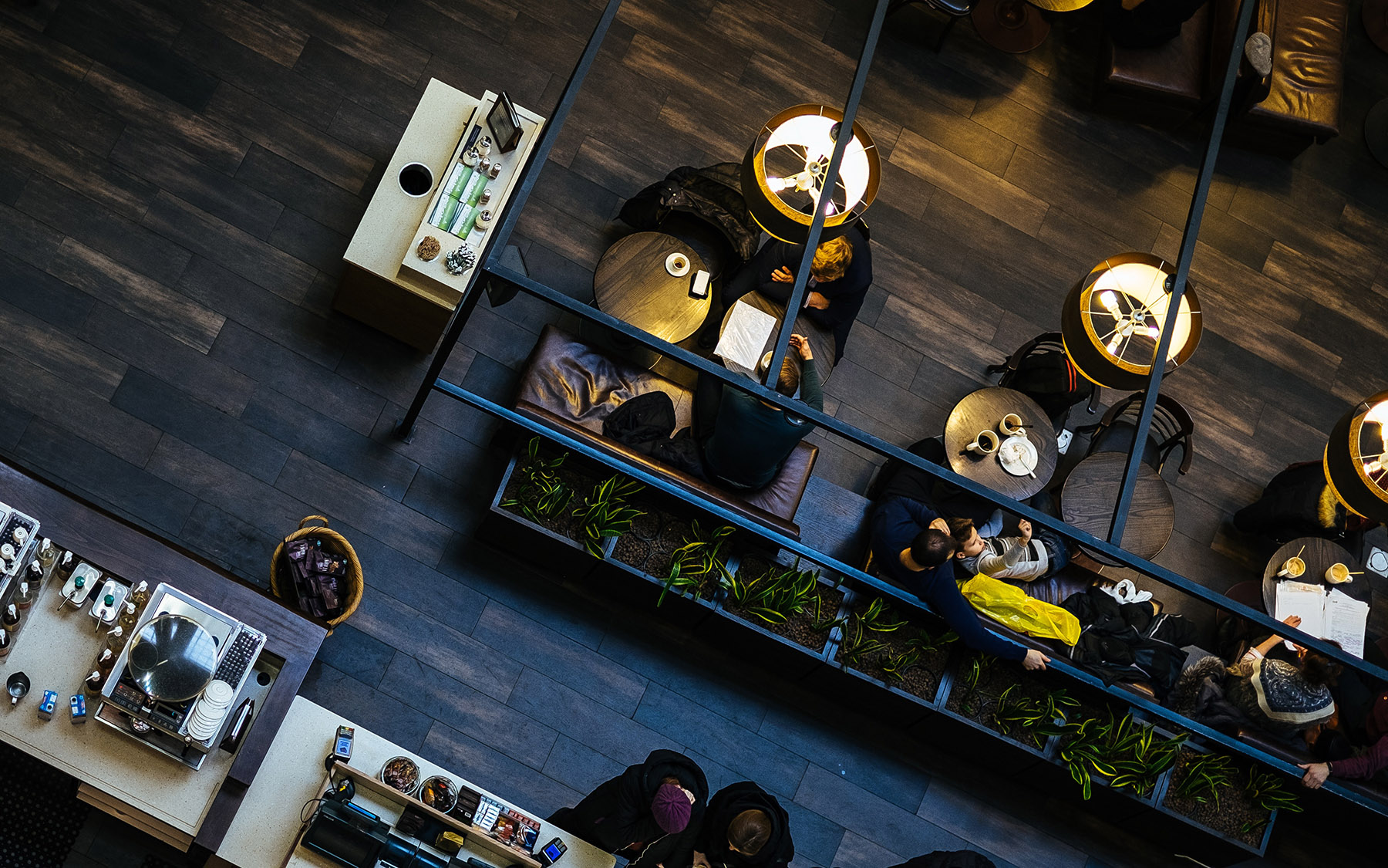 Overhead shot of modern restaurant