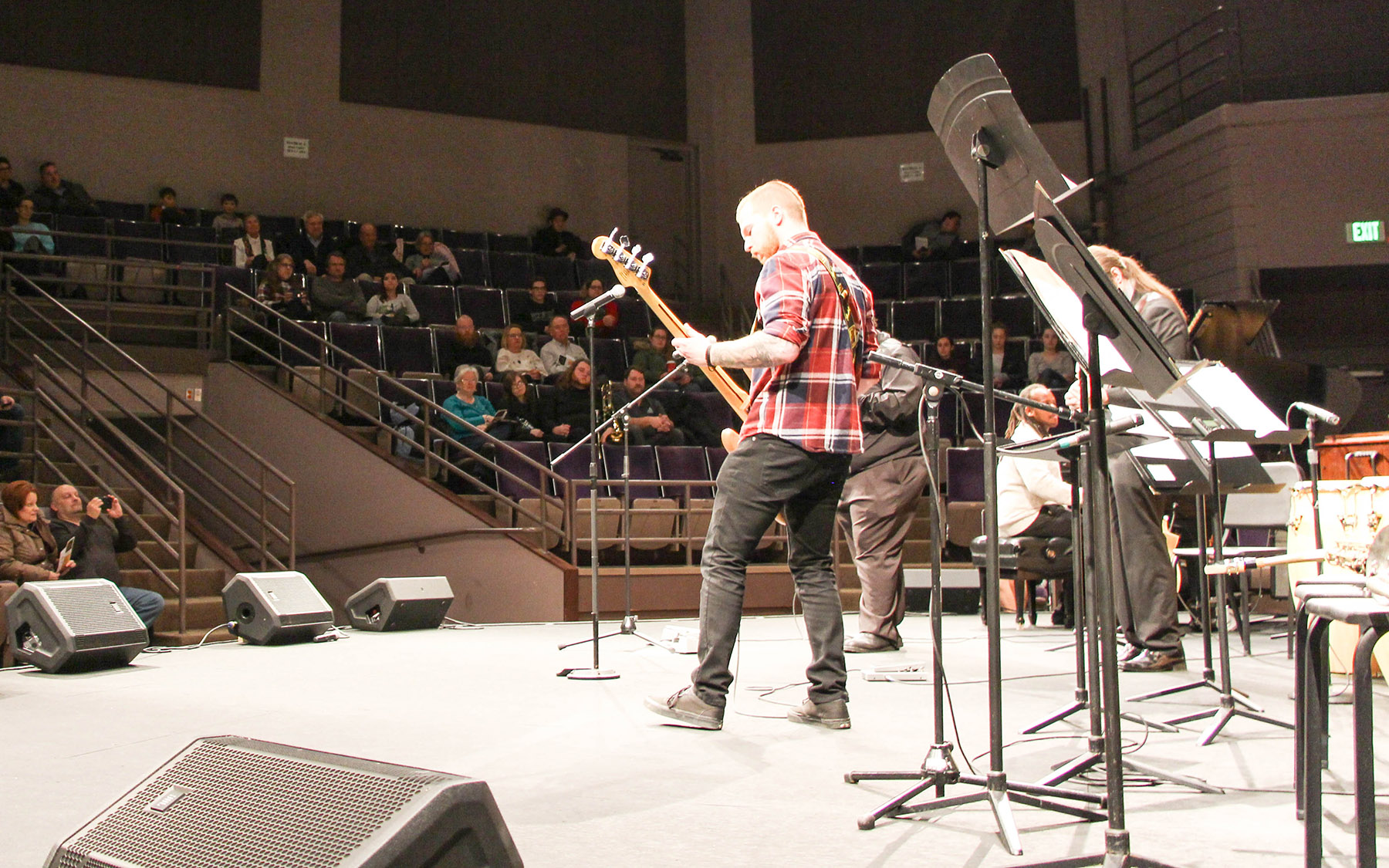 Student performing on stage