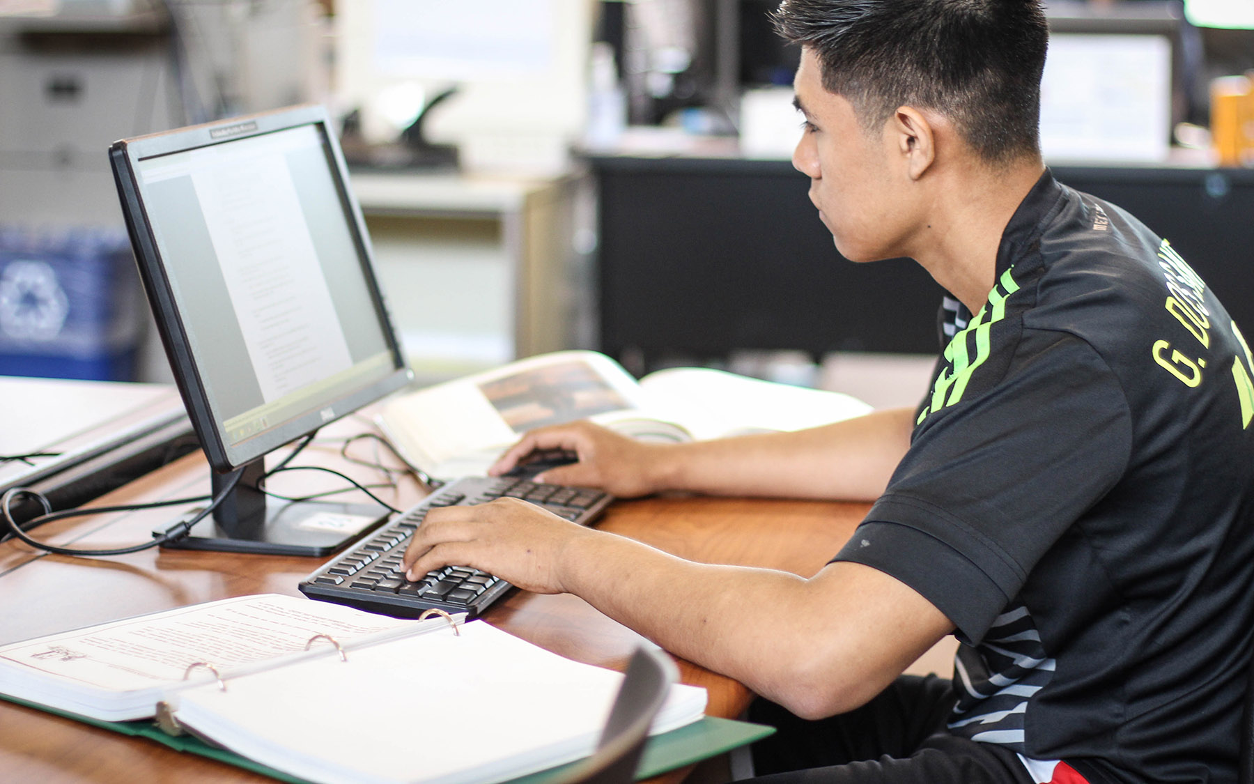 Student studying in the library