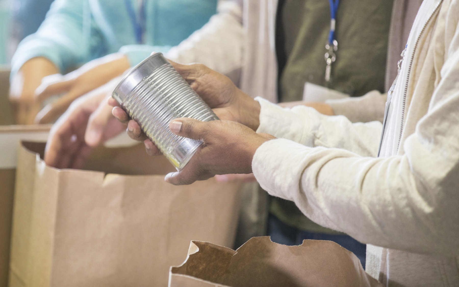 Working in a food pantry