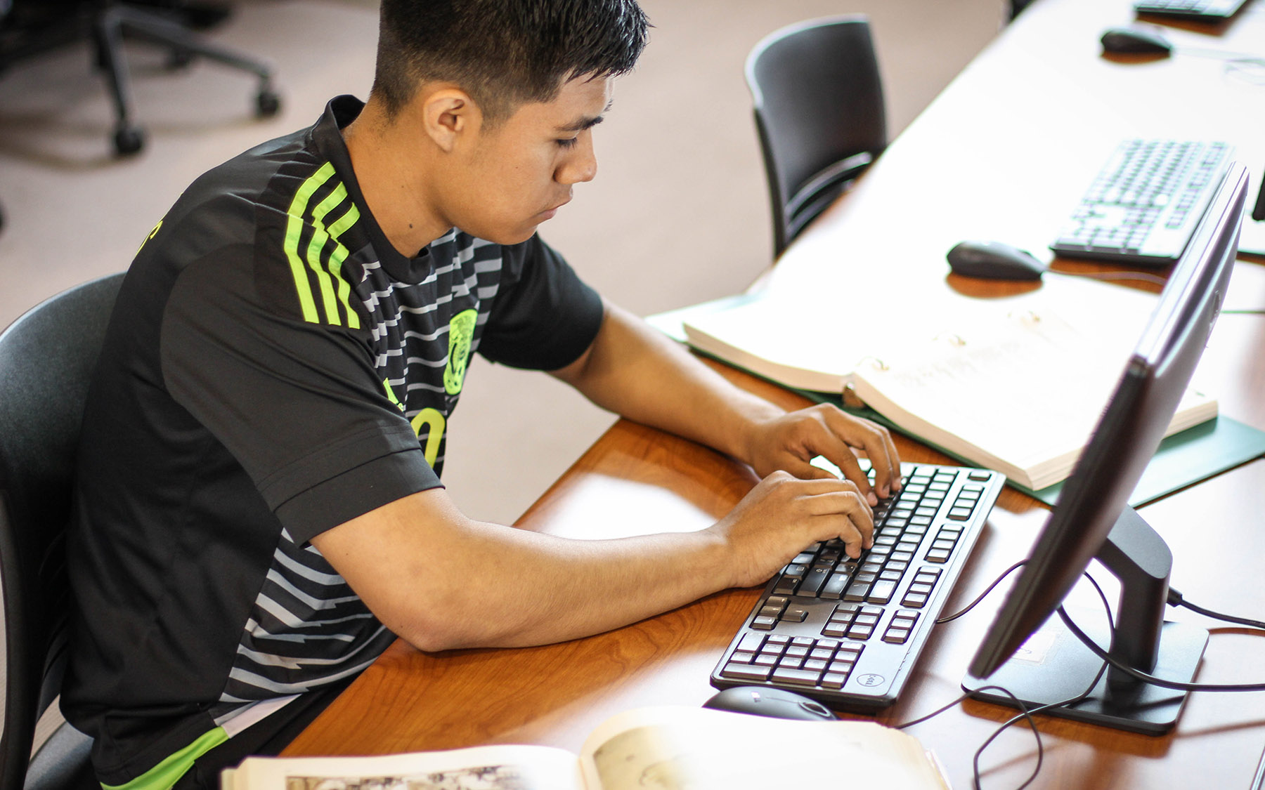 Student working at a computer