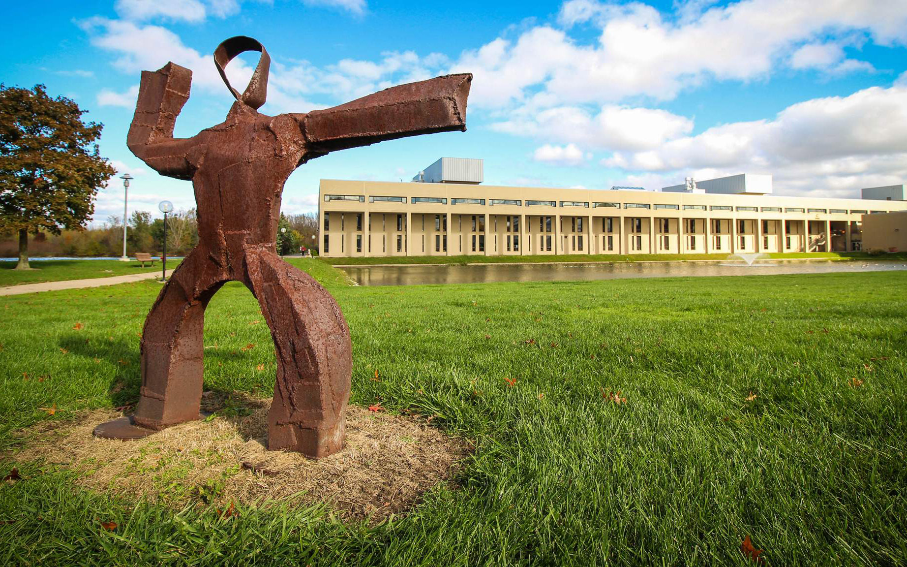 Statue outside LMC Benton Harbor campus building.