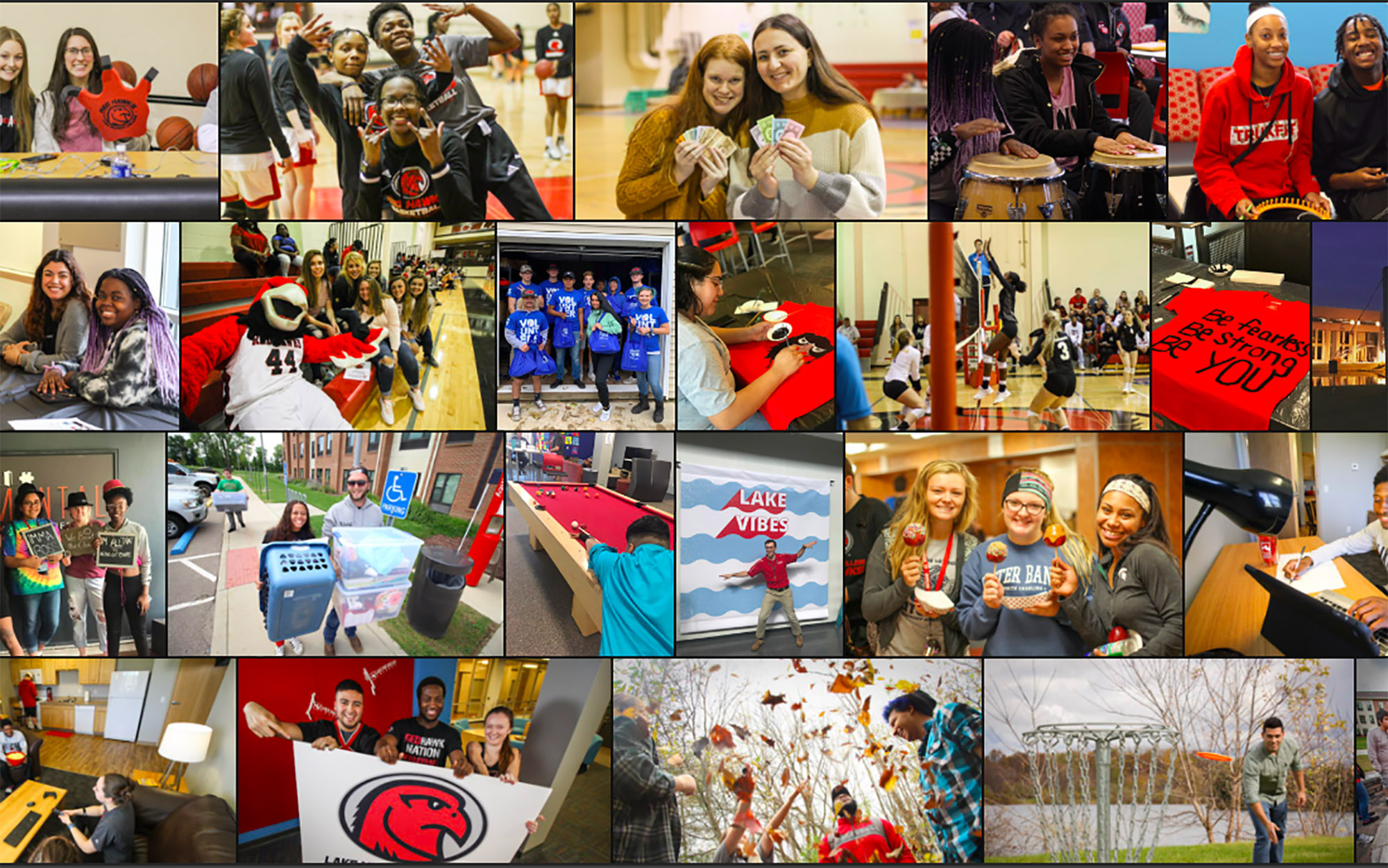 Mosaic of photos of students enjoying Student Life activities.