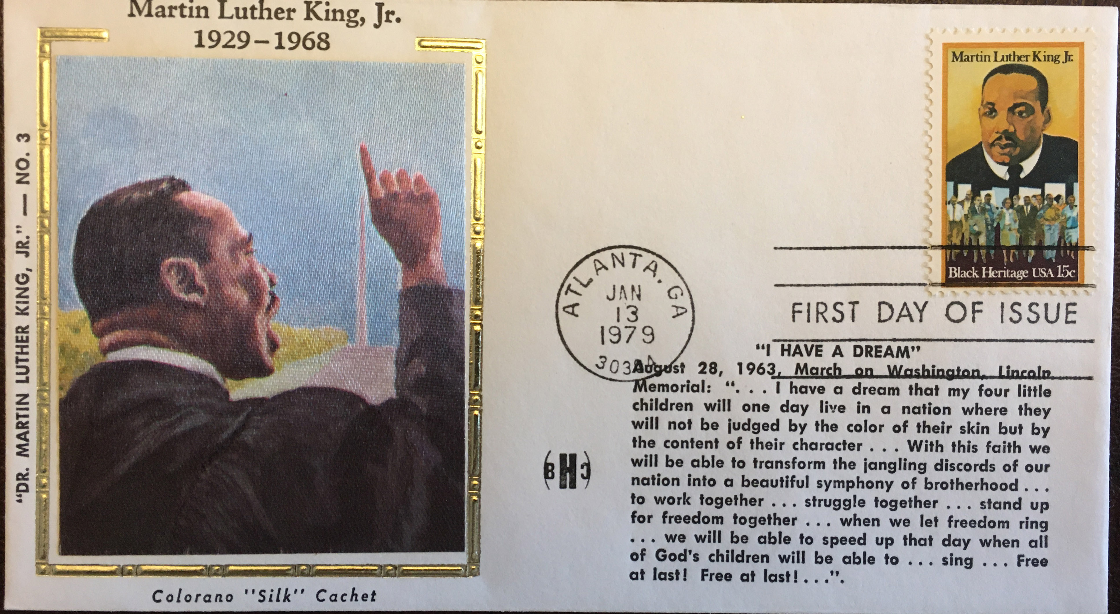 Cancelled MLK stamp on a MLK postcard.
