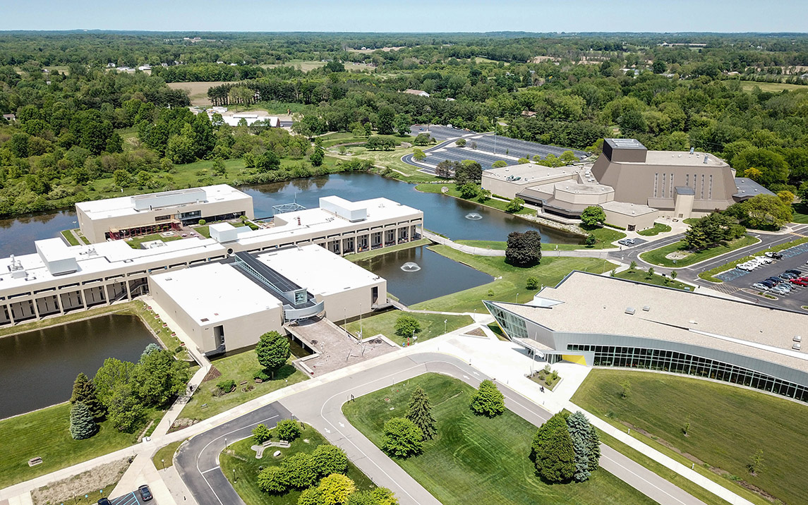 Drone photo of the Benton Harbor Campus.