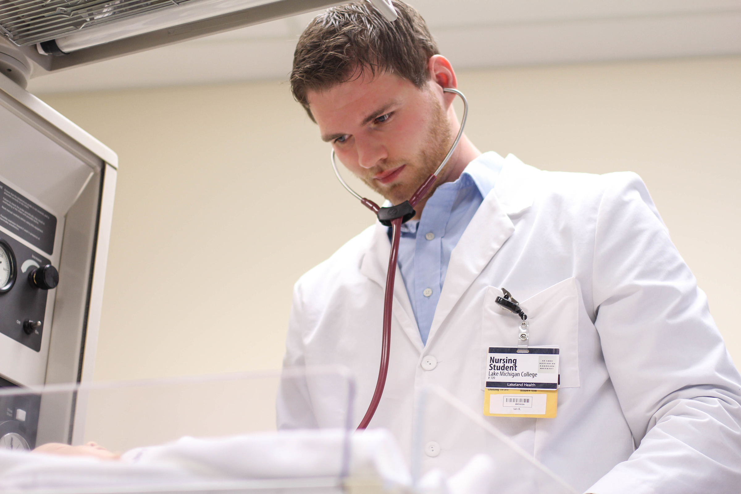 Nursing student in the sim lab