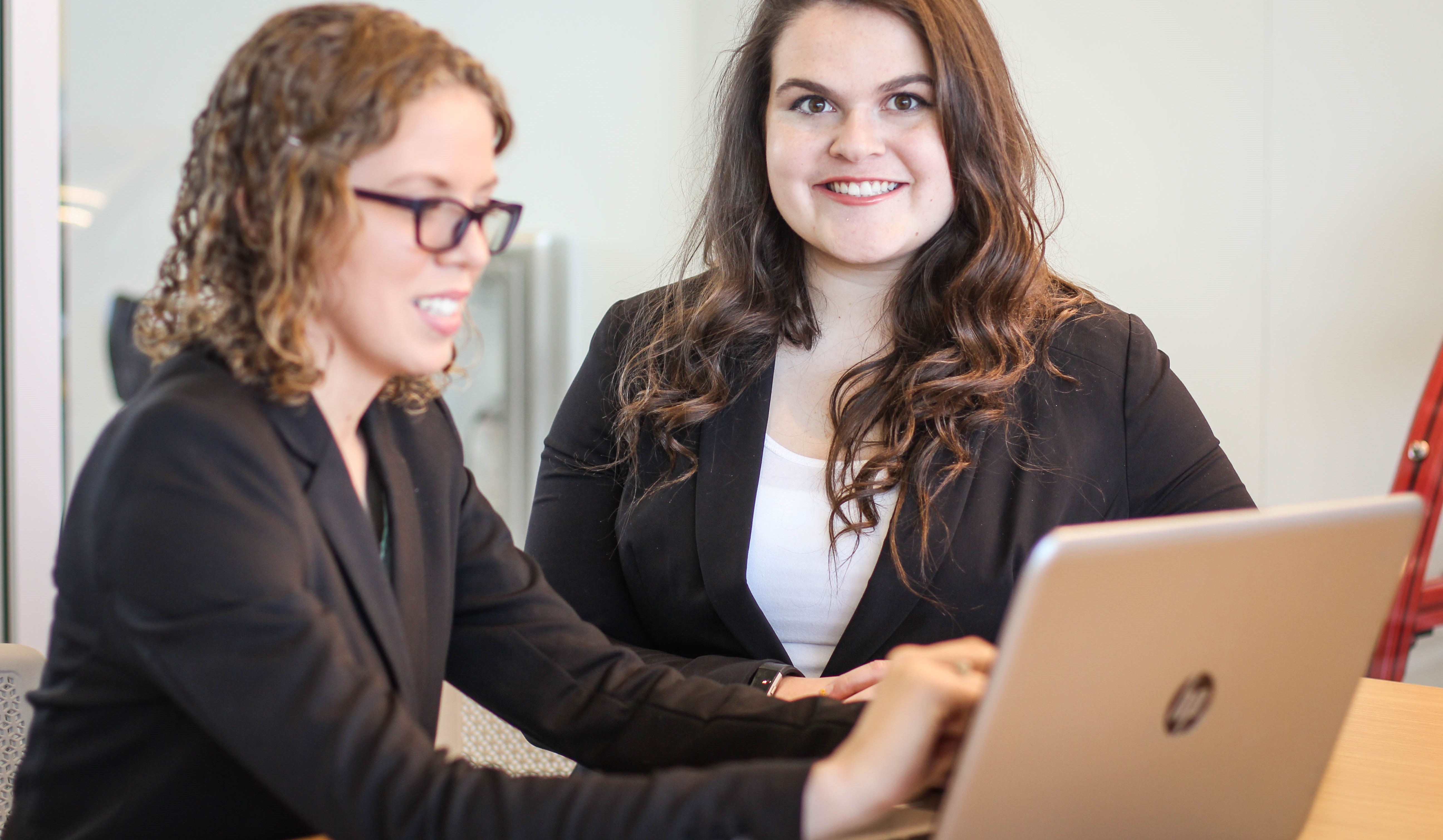 Interns at a computer