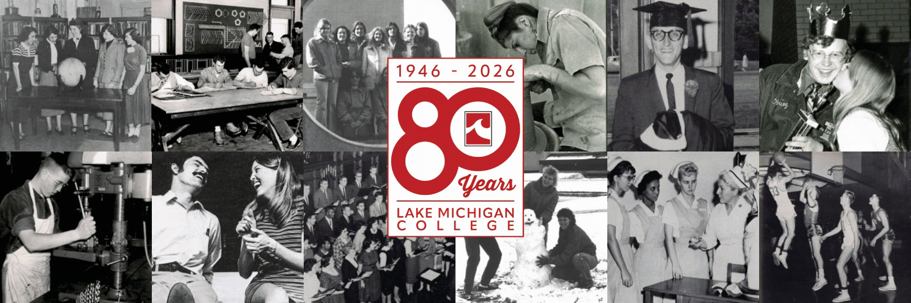 Lake Michigan College celebrates 80 years, 1946–2026.
