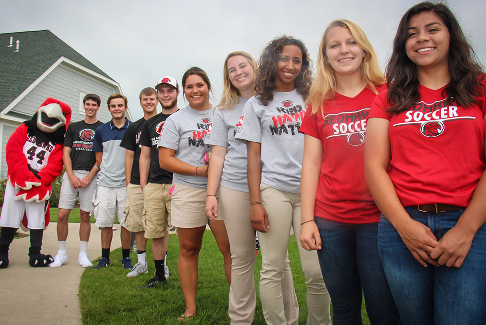 Students volunteering at an event.