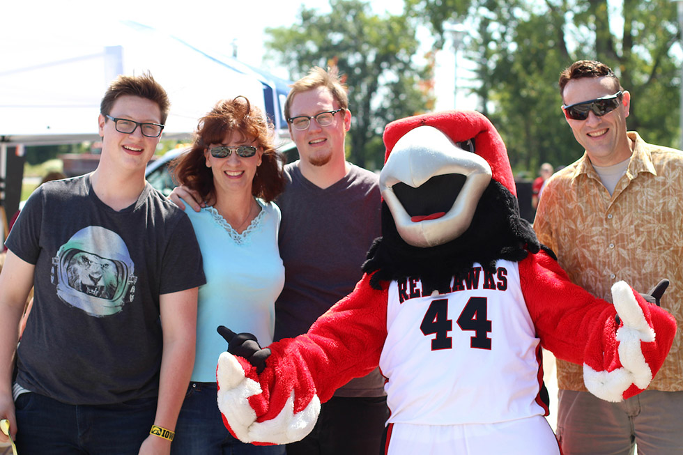 Student on move-in day at the dorms.