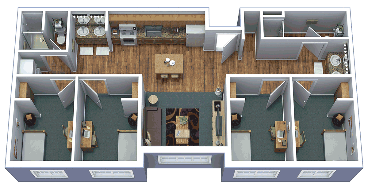 Four-bedroom floor plan