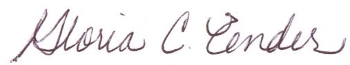 Gloria Ender signature