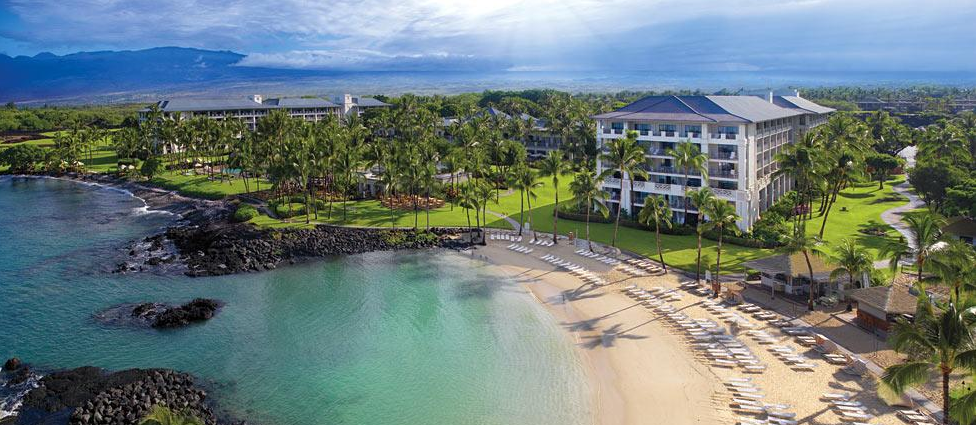 Fairmont Orchid Hawaii hotel from the water.