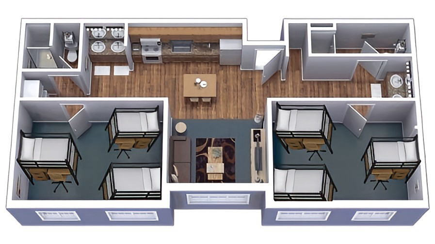 6-bed floor plan