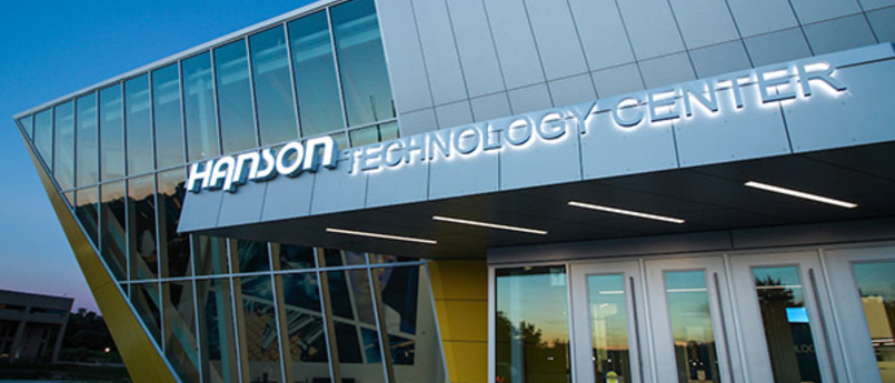 The entrance to the Hanson Technology Center