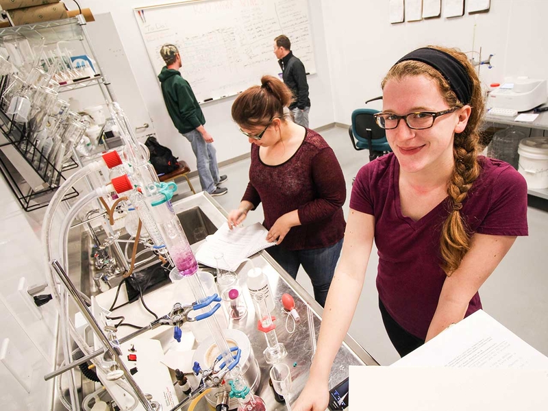 Wine and Viticulture Technology Students in the lab