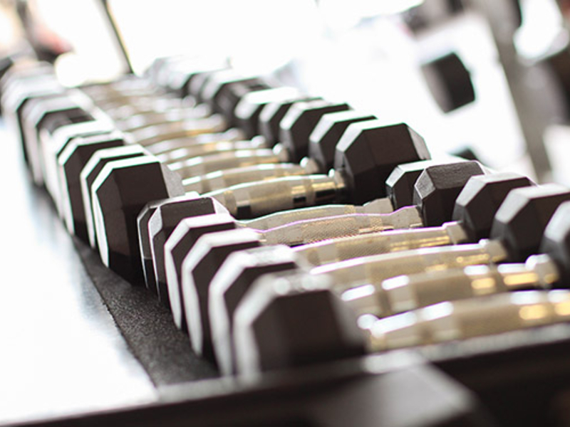 Hand weights in a gym