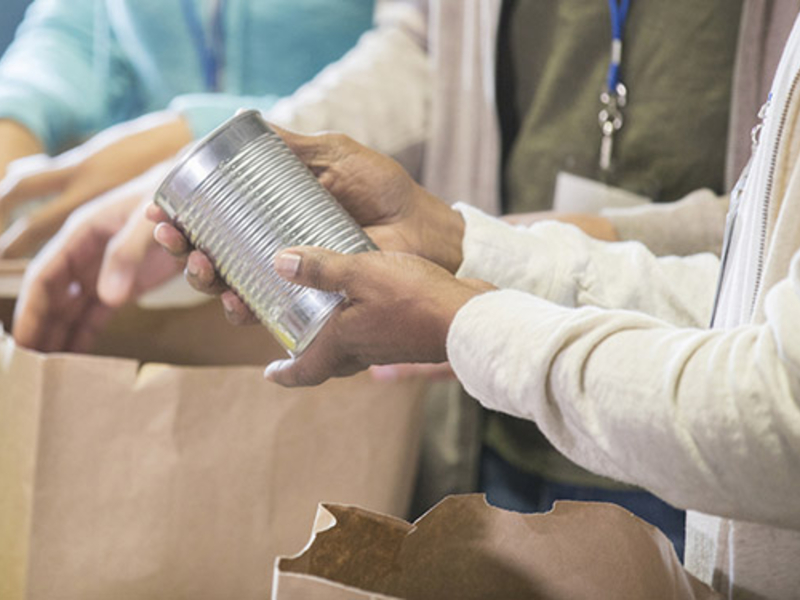 Working in a food pantry