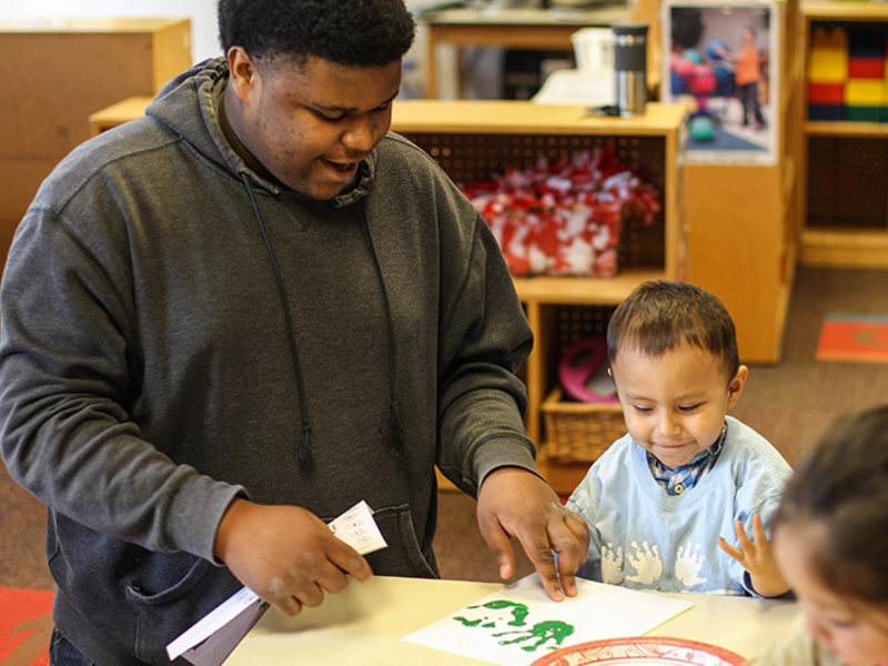 Child Development student teaching in a classroom.