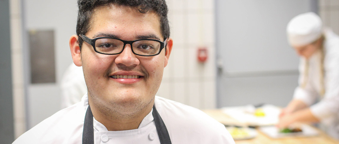 Rodrigo in the teaching kitchen at LMC