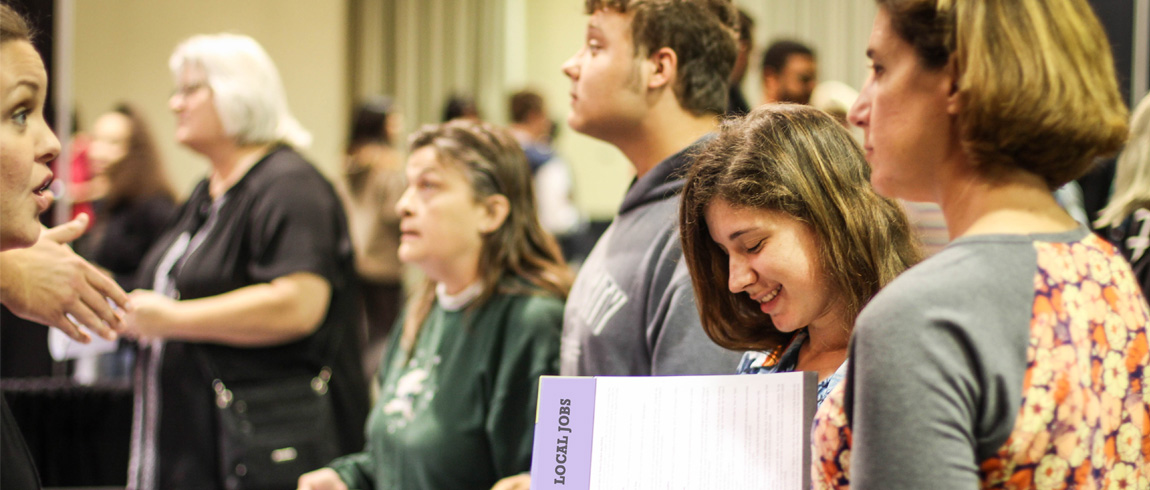 People attending a career fair