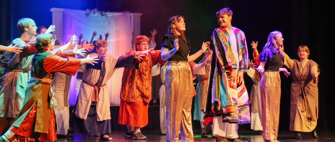 The cast of Lakeshore High School’s Joseph and the Amazing Technicolor Dreamcoat perform at the 2025 Lake Michigan College WAVE awards, The cast of Lakeshore High School’s Joseph and the Amazing Technicolor Dreamcoat perform at the 2025 Lake Michigan College WAVE awards,