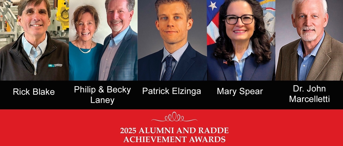 Lake Michigan College recognized its 2025 Alumni and Radde Achievement Award winners during a ceremony Saturday, Oct. 25. Rick Blake, Philip & Becky Laney, Patrick Elzinga, Mary Spear, and Dr. John Marcelletti are pictured as the 2025 Alumni and Radde Achievement Awards.