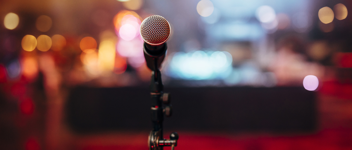 microphone, table, lights