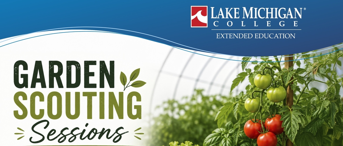 Flyer for Garden Scouting Sessions with picture of vegetable plants inside Hoop House