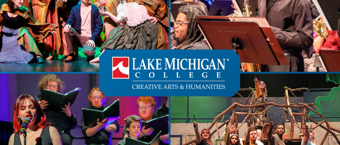 Students performing on stage at four different events