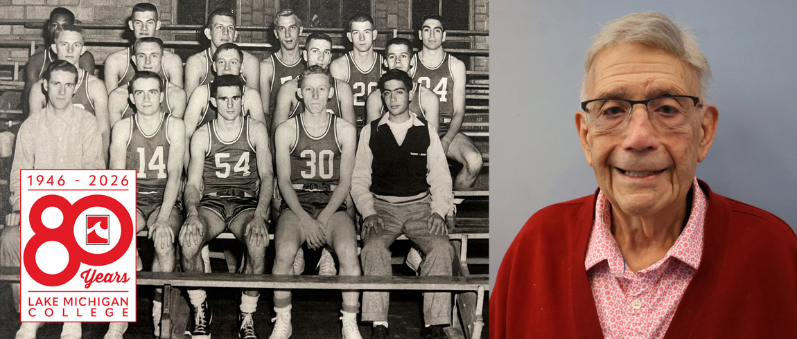 Two photographs accompanied by LMC's 80th anniversary logo.