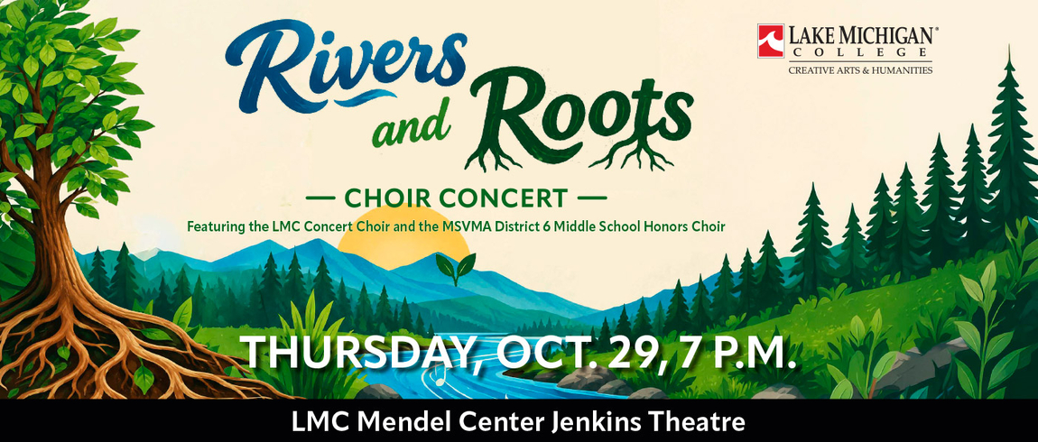 Promotional flyer for Rivers and Roots Choir Concert