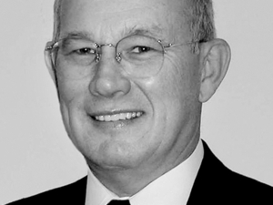 Black and white image of Jim Krzyzewski.