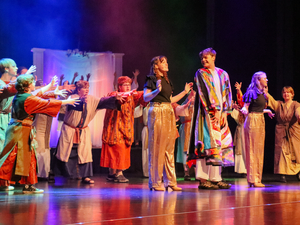 The cast of Lakeshore High School’s Joseph and the Amazing Technicolor Dreamcoat perform at the 2025 Lake Michigan College WAVE awards,