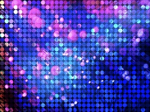 Abstract background of evenly spaced circular dots in a grid pattern, glowing in shades of blue, purple, and pink, with soft light flares and blurred highlights creating a vibrant, futuristic feel.