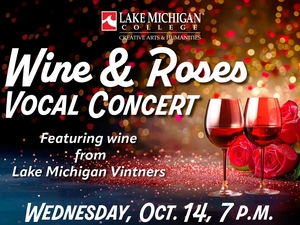 Promotional flyer for Wine and Roses Vocal Concert