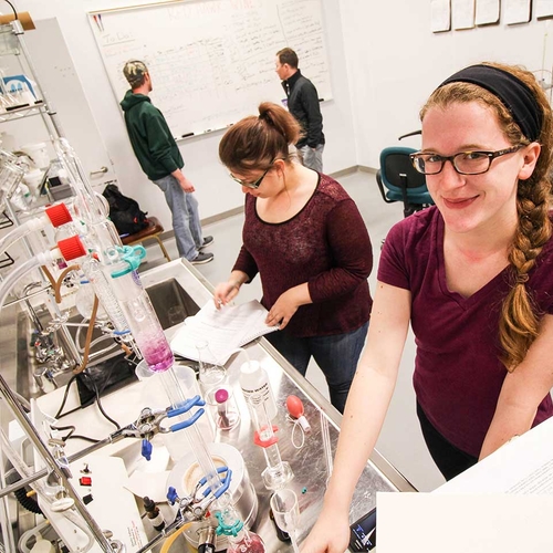 Wine and Viticulture Technology Students in the lab