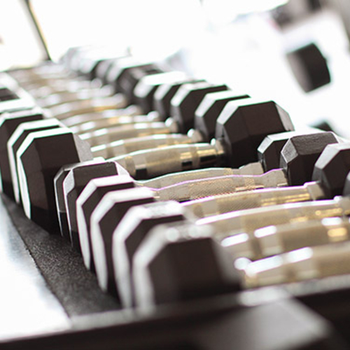 Hand weights in a gym