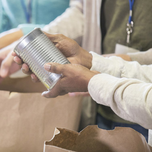 Working in a food pantry